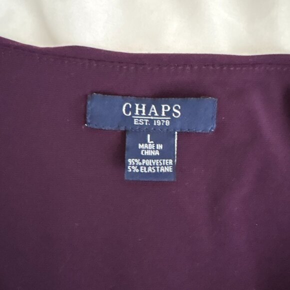 Chaps Women's Deep Purple Dress Front Twist Detail 3/4 length sleeve Size Large - Picture 5 of 8